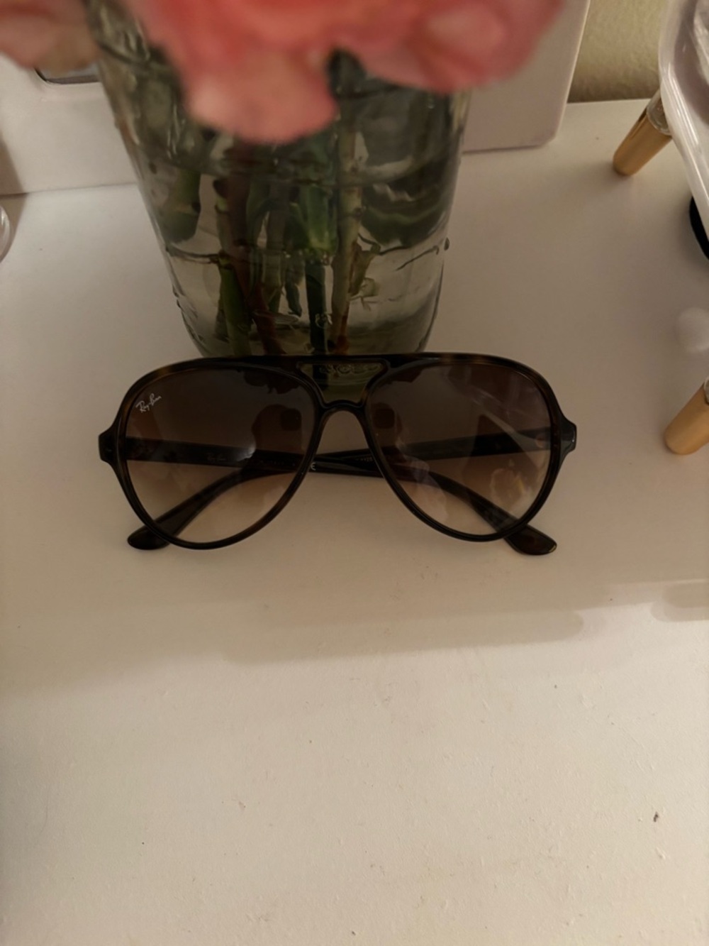 Ray-Ban Brown Gradient Aviator Sunglasses with Dark Brown Frame